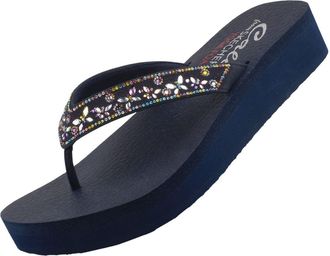 Skechers Vinyasa Butterfly Kiss Womens Toe Separator Sandals, blue, 7 UK