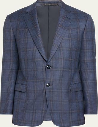 Giorgio Armani Mens Windowpane Plaid Sport Coat