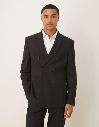 Asos Giacca da abito regular nera-Nero