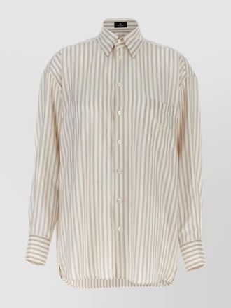 Etro logo embroidered striped shirt