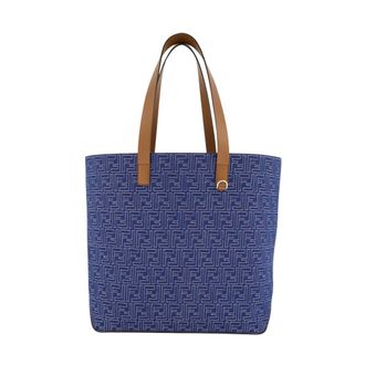 Fendi Shopping Bags, male, Blue, ONE SIZE, FF Jacquard Denim Medium Shopping Bag