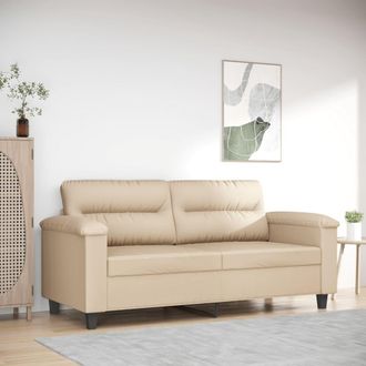 vidaXL Vidaxl - Sof&aacute; De 2 Plazas De Tela De Microfibra Color Crema 140 Cm