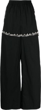 Area crystal-embellished wide-leg trousers - women - Nylon - L - Black