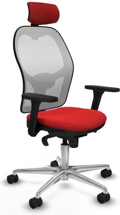 Piqueras y Crespo Piqueras Y Crespo - Jorquera Sincro Malla Blanca Similpiel Rojo Brazos 3d Base Aluminio Cabecero 2d Ruedas 65mm Nailon