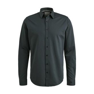 Cast Iron Lange Mouw Twill Jersey Shirt - Heren - Overhemden - Blauw - Maat: M Jersey