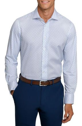 W.R.K Reworked Slim Fit Diamond Print Cotton Dress Shirt in White/Blue at Nordstrom, Size 16.5 - R