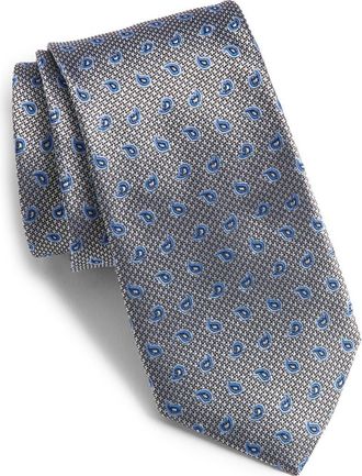 Nordstrom Neat Silk Tie in Silver at Nordstrom