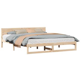 Berkfield Home Elegant Bed Frame Natural Solid Pine wood 200 x 200 cm in Beige