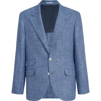 Brunello Cucinelli Hopsack deconstructed blazer in Denim at Nordstrom, Size 52 It