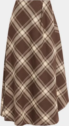 Max Mara Lanoso Tartan Stretch Wool Midi Skirt