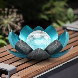 OEM Farolas Solares Lotus Para Exteriores: Dise&ntilde;o Elegante Fabricado En Metal Y Cristal, Impermeables Y Decorativas Para Jard&iacute;n, Terraza O Camino