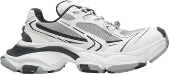 Estro & Luminara Schoenen, Dames, Wit, 36 EU, Leer, Witte dames sneakers met zwarte details en een chunky platform