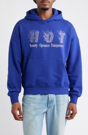 Jungles Honesty Rhinestone Cotton Blend Graphic Hoodie in Blue at Nordstrom Rack, Size Xx-Large