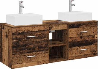 vidaXL Juego De Muebles De Ba&ntilde;o 3 Uds. Madera Envejecida Vidaxl
