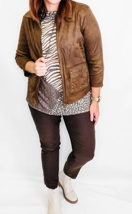 Multiples Embellished Lined Jacket In Mocha