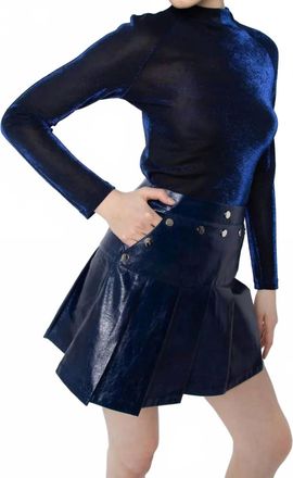 Amylynn Nina High Neck Lurex Top In Blue