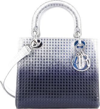 Dior Lady Dior Bag Micro Cannage Ombre Metallic Calfskin Medium satchel - Blauw