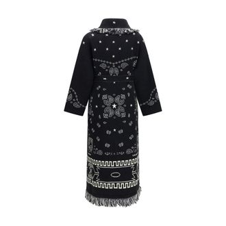 Alanui Womens Black Wool Oves Aries Coat Clothing