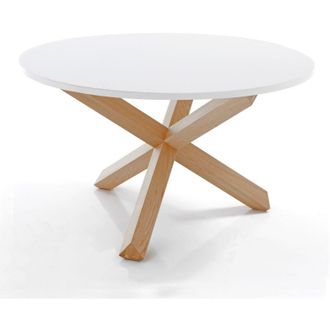 Oresteluchetta Oresteluchetta - Mesa Redonda Efecto Madera Lacada En Blanco Cm. Alto 75 X &Oslash; 120
