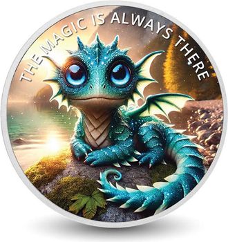 OEM La Magia Siempre Est&aacute; Ah&iacute;: Moneda Plateada De 1 Oz De Aqua, El Drag&oacute;n M&iacute;stico
