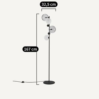 AM.PM Staande lamp in gerookt glas en metaal, Bullesco