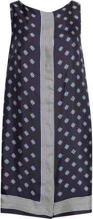 Bode Foyer Diamond Print Silk Minidress in Navy Blue at Nordstrom, Size 10