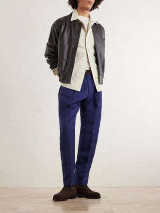 Paul Smith Tapered Pleated Wool and Linen-Blend Trousers
