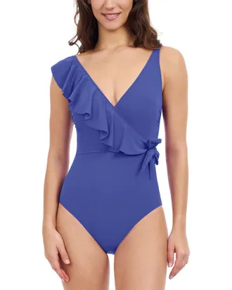 Gottex Profile By Gottex Tutti Frutti V-Neck Ruffle Surplice Swimsuit