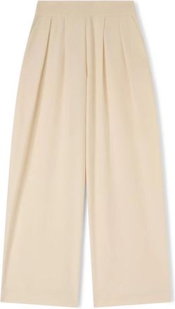 Motivi Palazzo broek met hoge taille en plooien - Dames - Wijde Broeken - Wit - 2XL - Polyester - Broeken