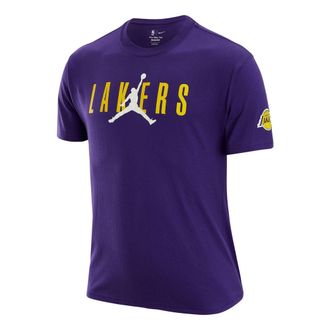 Nike Jordan Air Jordan Los Angeles Lakers Alphabet Printing Round Neck Short Sleeve Purple DA6513-547