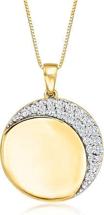 Ross-Simons Diamond Crescent Moon Pendant Necklace in 18kt Yellow Gold
