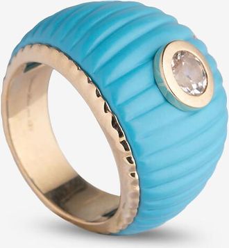 Yvonne L&eacute;on Dicker Ring aus Gold und Topas Maxi Berlingot