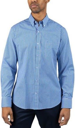 Tailorbyrd Gingham Stretch Cotton Button-Up Shirt in Royal at Nordstrom Rack, Size Xx-Large