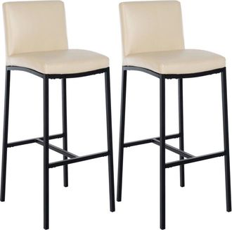 Clp Juego De 2 Taburetes De Bar Freeport Crema Simil Cuero