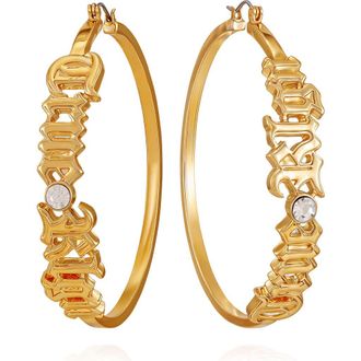 True Religion Gothic Logo hoop earring in Goldtone at Nordstrom