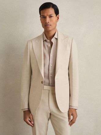 Reiss Stone Belmont Single-breasted Textured Blazer Slim-fit With Wool, 40