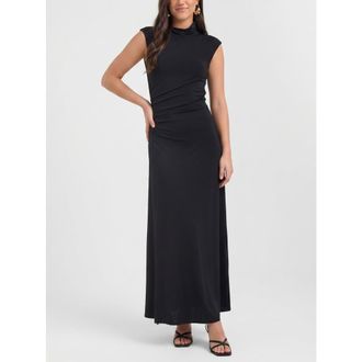 Rachel Roy Ramy Mock Neck Maxi Dress in Black at Nordstrom, Size Xx-Large