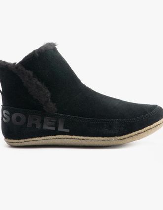 Sorel Womens Sorel NAKISKA Womens Slippers Black/Sage - Size: 4