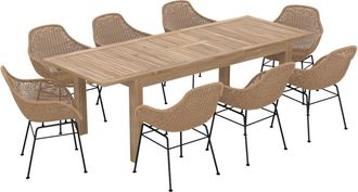 Rendez-Vous D&eacute;co Mesa y sillas de jard&iacute;n 8 personas, madera, resina trenzada