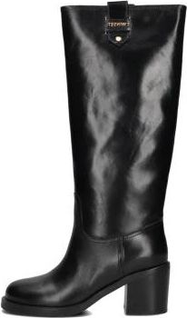 Twinset Elegante Zwarte Hoge Laarzen - Dames - Laarzen met Hak - Zwart - 40 EU - Wol - Schoenen