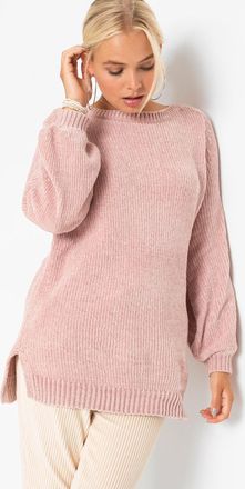 Bonprix Longpullover BONPRIX Chenille-Longpullover, Damen, Gr. 48/50 (XL), rosa (vintagerosa), Obermaterial: 100% Polyester, bequem, Pullover Longpullover, au