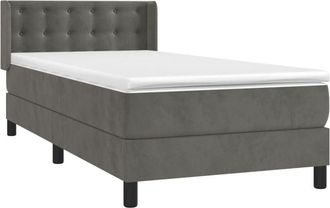vidaXL Cama Box Spring Con Colch&oacute;n Terciopelo Gris Oscuro 100x200 Cm Vidaxl
