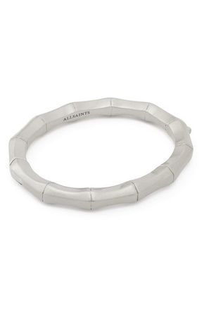 AllSaints Angular Hinged Bangle in Warm Silver at Nordstrom