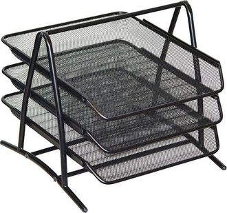 OEM Bandeja Met&aacute;lica De 3 Niveles Para Cartas - Organizador De Escritorio Multifuncional - Soporte Para Archivos Para Oficina, Escuela, Estudio, Color Neg