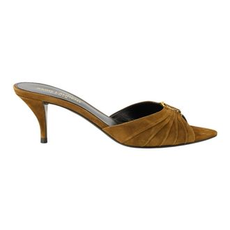 Saint Laurent Heeled Mules, female, Brown, Size: 8 1/2 US Babylone Heeled Mules
