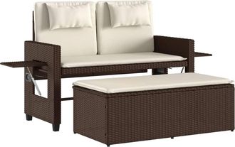 vidaXL Sill&oacute;n Reclinable De Jard&iacute;n Con Cojines Rat&aacute;n Sint&eacute;tico Marr&oacute;n Vidaxl