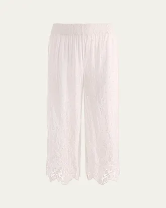 Alice & Olivia Elba Embroidered Cotton Pants
