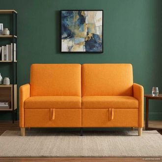 vidaXL Vidaxl Divano Con Storage Giallo Scuro 152 X 78 X 87 Cm Poliestere