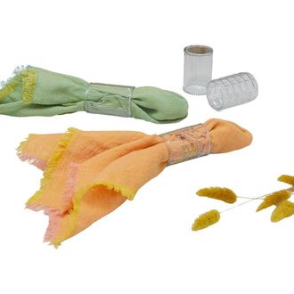 Be Home Ruffle Glass Napkin Rings - Set of 4 in Clear at Nordstrom