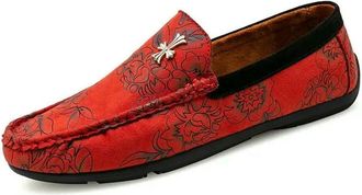 Generic QXDZSW Mens Shoes Casual Personality Loafers Breathable Slip on Orange Yellow Driving Shoes